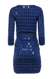 Current Boutique-Trina Turk - Navy Knit Sequins Quarter Sleeve Dress Sz S