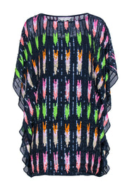 Current Boutique-Trina Turk - Navy & Multicolor Sequin Patterned Shift Dress Sz 6