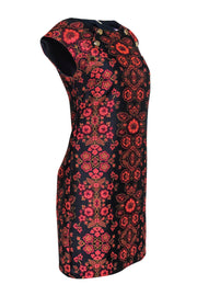Current Boutique-Trina Turk - Navy & Raspberry Floral Brocade Dress Sz 4