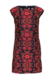 Current Boutique-Trina Turk - Navy & Raspberry Floral Brocade Dress Sz 4