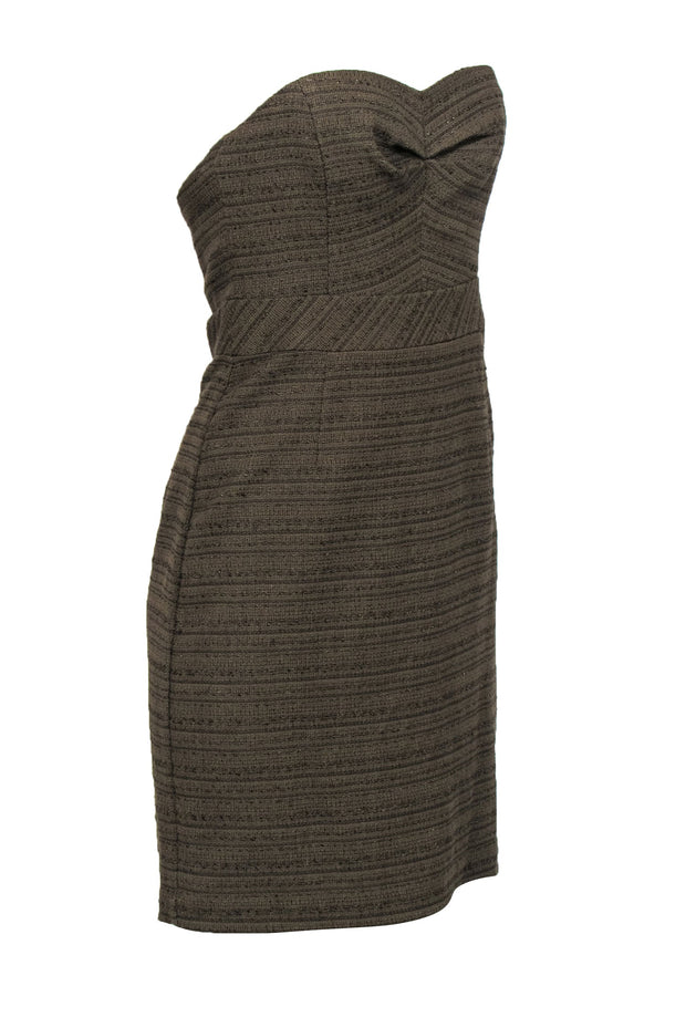 Current Boutique-Trina Turk - Olive Tweed Strapless Sheath Dress Sz 4