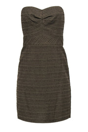 Current Boutique-Trina Turk - Olive Tweed Strapless Sheath Dress Sz 4