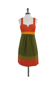 Current Boutique-Trina Turk - Orange & Green Sleeveless Dress Sz 6