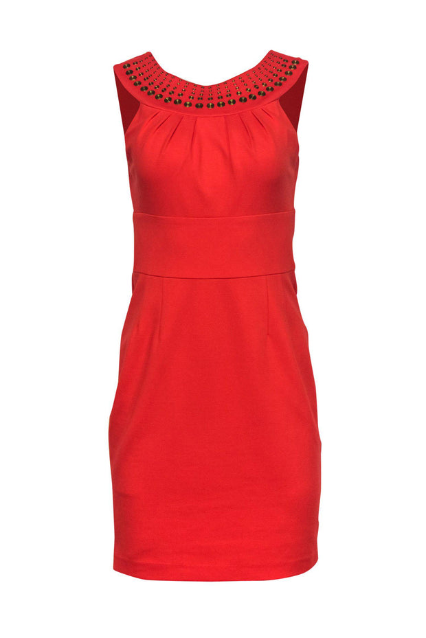 Current Boutique-Trina Turk - Orange Sheath Dress w/ Etched Studs Sz 4