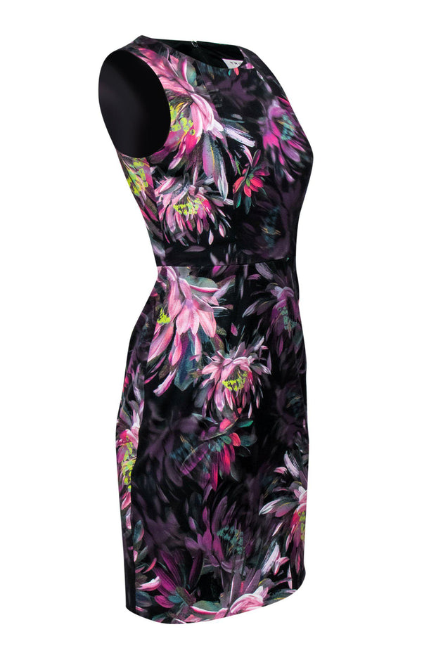 Current Boutique-Trina Turk - Pastel & Black Floral Printed Sheath Dress Sz 2