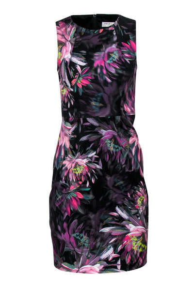 Current Boutique-Trina Turk - Pastel & Black Floral Printed Sheath Dress Sz 2