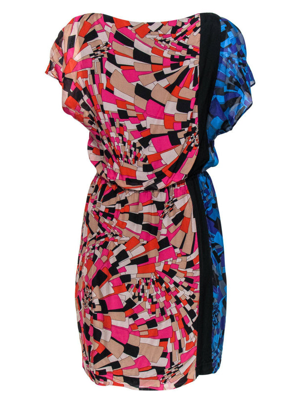 Current Boutique-Trina Turk - Pink & Blue Tile Printed Silk Dress Sz 6