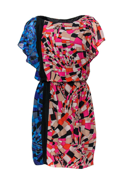Current Boutique-Trina Turk - Pink & Blue Tile Printed Silk Dress Sz 6