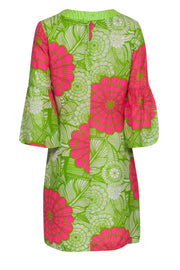 Current Boutique-Trina Turk - Pink & Green Floral Silk Shift Dress Sz 8