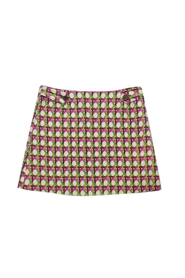 Current Boutique-Trina Turk - Pink & Green Woven Printed Skirt Sz 8