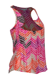 Current Boutique-Trina Turk - Pink & Multicolor Printed Racerback Silk Tank Sz P