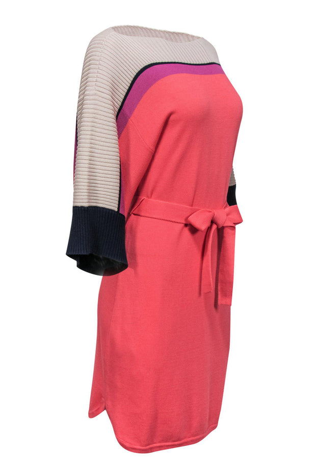 Current Boutique-Trina Turk - Pink, Purple & Beige Knit Dress w/ Belt Sz M