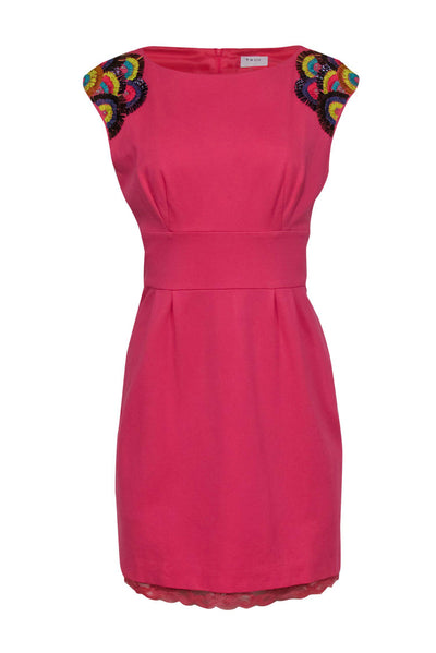 Current Boutique-Trina Turk - Pink Sheath Dress w/ Shoulder Embroidery Sz M