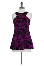 Current Boutique-Trina Turk - Purple & Black Silk Top Sz XS