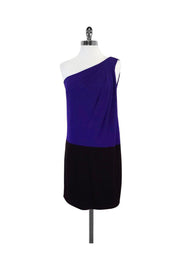 Current Boutique-Trina Turk - Purple & Brown Colorblock One Shoulder Dress Sz 2