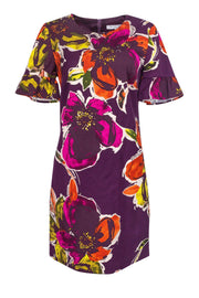 Current Boutique-Trina Turk - Purple Floral Dress w/ Ruffle Sleeves Sz 6