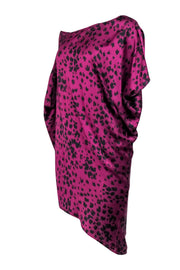 Current Boutique-Trina Turk - Purple Leopard Print Off the Shoulder Kaftan Dress Sz S