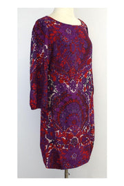 Current Boutique-Trina Turk - Purple & Red Floral Print Silk Shift Dress Sz 2