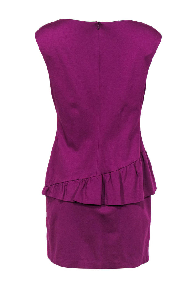 Current Boutique-Trina Turk - Purple Sheath Dress w/ Asymmetrical Ruffle Sz M