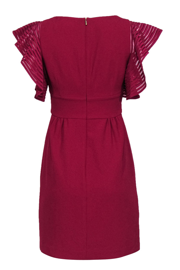 Current Boutique-Trina Turk - Raspberry Pink Flutter Sleeve Fit & Flare Dress Sz 2