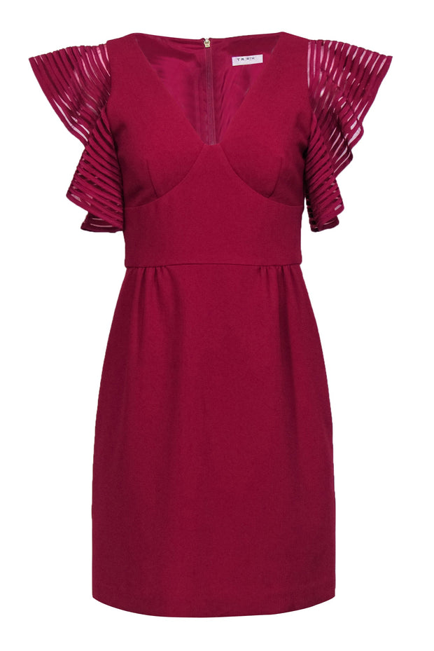 Current Boutique-Trina Turk - Raspberry Pink Flutter Sleeve Fit & Flare Dress Sz 2