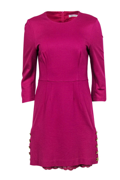 Current Boutique-Trina Turk - Raspberry Pink Sheath Dress w/ Button Accents Sz 6