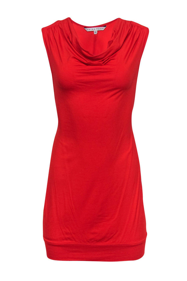 Current Boutique-Trina Turk - Red Cowl Neck Mini Bodycon Dress Sz 0