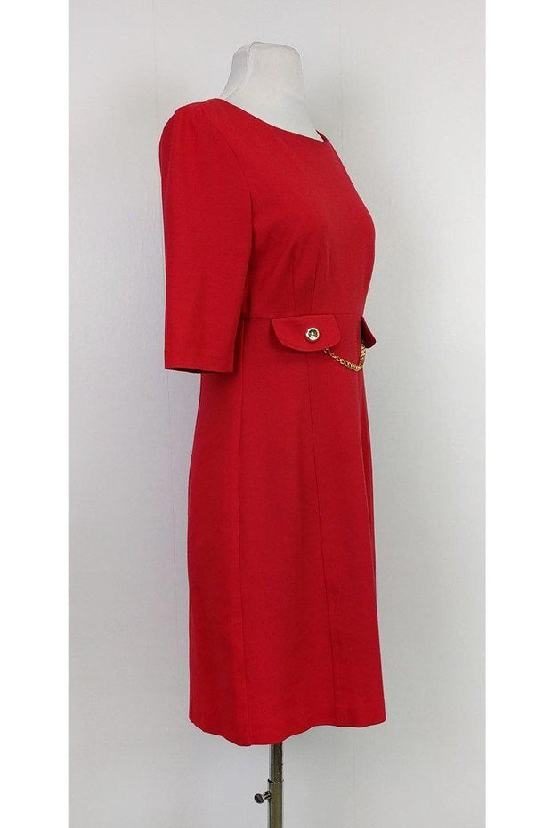 Current Boutique-Trina Turk - Red Dress w/ Gold Brooch Sz 4