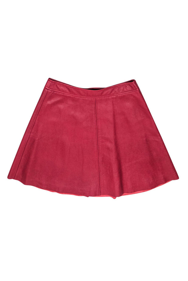 Current Boutique-Trina Turk - Red Leather Flare Skirt Sz 8