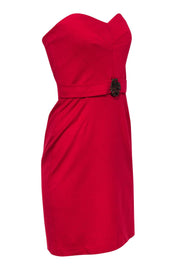 Current Boutique-Trina Turk - Red Strapless Sheath Dress w/ Jeweled Sash Sz S