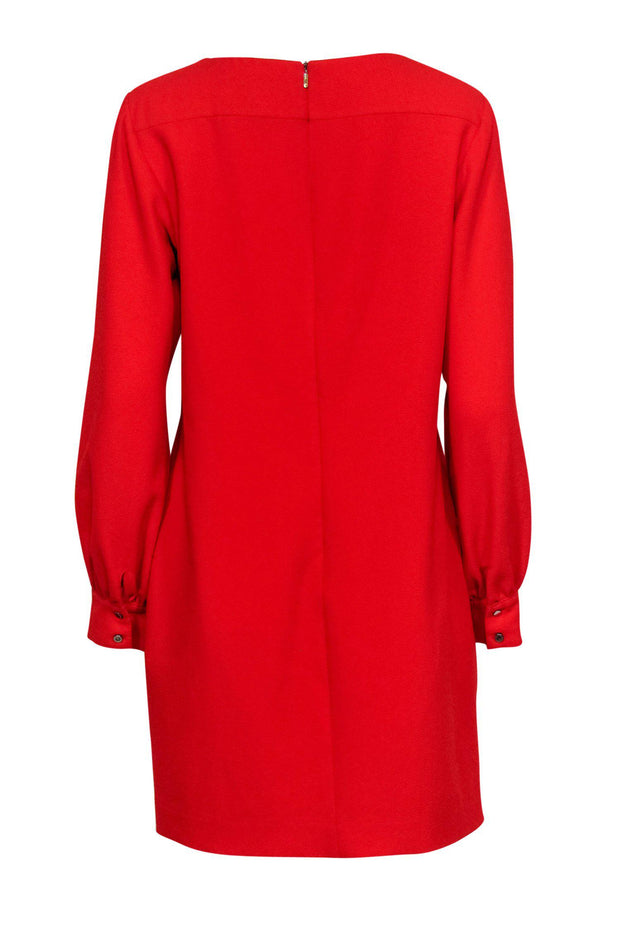 Current Boutique-Trina Turk - Red Textured Long Sleeve Shift Dress Sz M