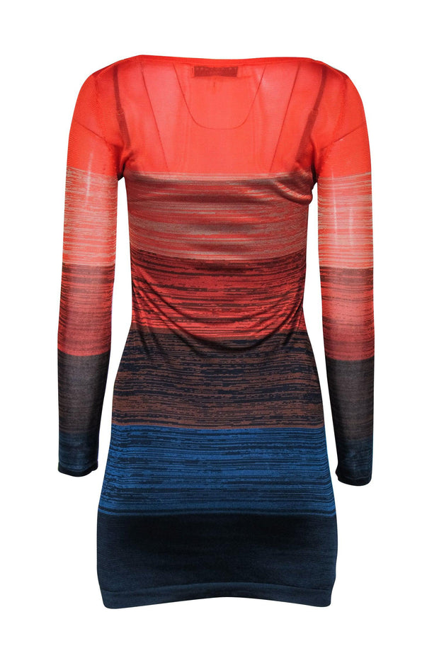 Current Boutique-Trina Turk - Shades of Orange & Blue Ombre Long Sleeve Knit Dress Sz SP