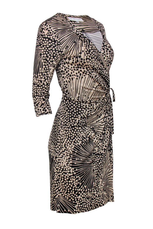 Current Boutique-Trina Turk - Tan & Black Printed Wrap Dress Sz 6