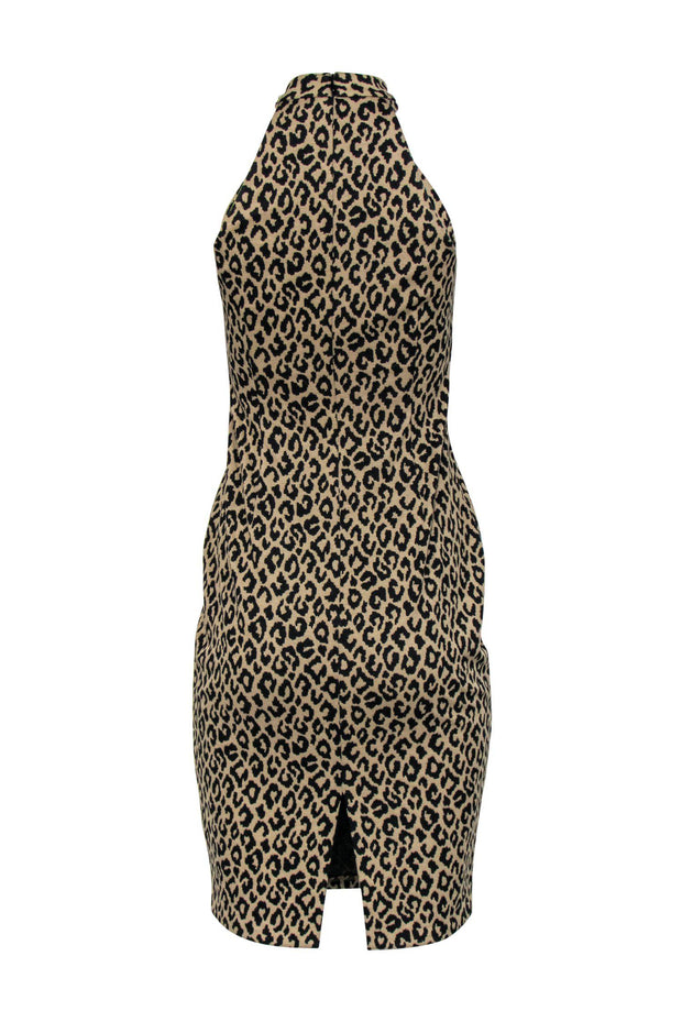 Current Boutique-Trina Turk - Tan Leopard Print Sleeveless Midi Dress Sz 0