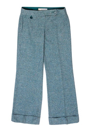 Current Boutique-Trina Turk - Teal Tweed Wide Leg Trousers w/ Multicolored Speckles Sz 4