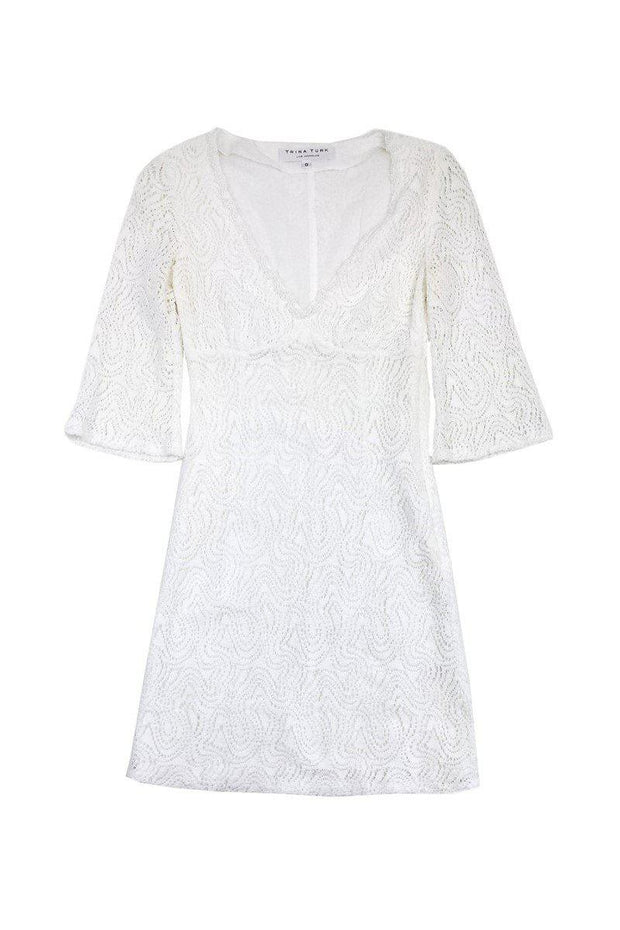 Current Boutique-Trina Turk - White Crochet 3/4 Sleeve Dress Sz 0