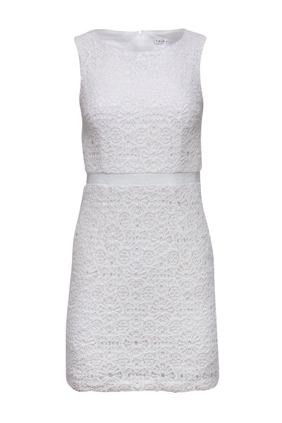 Current Boutique-Trina Turk - White Eyelet Lace Sheath Dress Sz 6