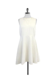 Current Boutique-Trina Turk - White Fit & Flared Jewel Neck Dress Sz 10