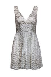 Current Boutique-Trina Turk - White & Silver Leopard Print Fit & Flare Dress Sz 2