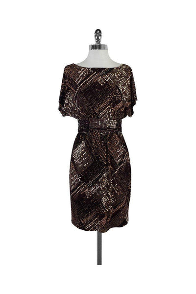 Current Boutique-Trina Turk - Wine/Brown Multicolor Dotted Print Dress Sz 2