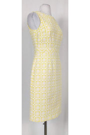 Current Boutique-Trina Turk - Yellow Sheath Dress w/ White Embroidery Sz 6