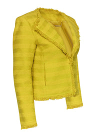 Current Boutique-Trina Turk - Yellow Woven Tweed Fringe Jacket Sz 6