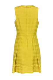 Current Boutique-Trina Turk - Yellow Woven Tweed Pleated A-Line Dress Sz 6