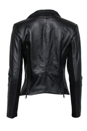 Current Boutique-Trouve - Black Leather Zip-Up Jacket w/ Ribbed Trim Sz XS