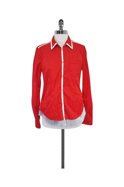 Current Boutique-Trussardi Jeans - Red & White Snap Button Jacket Sz 6