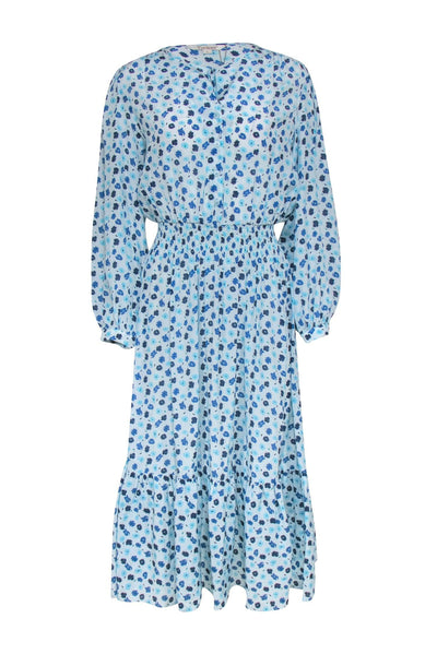 Current Boutique-Tucker - Blue Poppy Floral Print " Juliette" Dress Sz L
