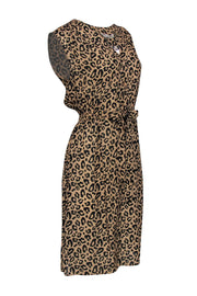 Current Boutique-Tucker - Leopard Print Half Button-Up Sleeveless A-Line "Kitty Day Dreamer" Dress Sz M