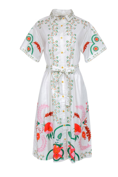 Current Boutique-Tucker - Multi-Color Floral Print Midi Shirt Dress w/ Pockets Sz M