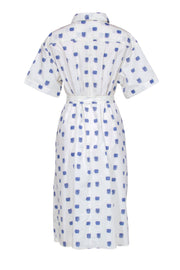 Current Boutique-Tucker - White "The Sarah Shirt Dress" w/ Crosshatch Print Sz L