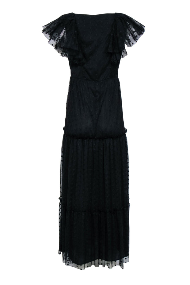 Current Boutique-Tuckernuck - Black Swiss Dot Tulle Maxi Dress w/ Ruffles Sz S